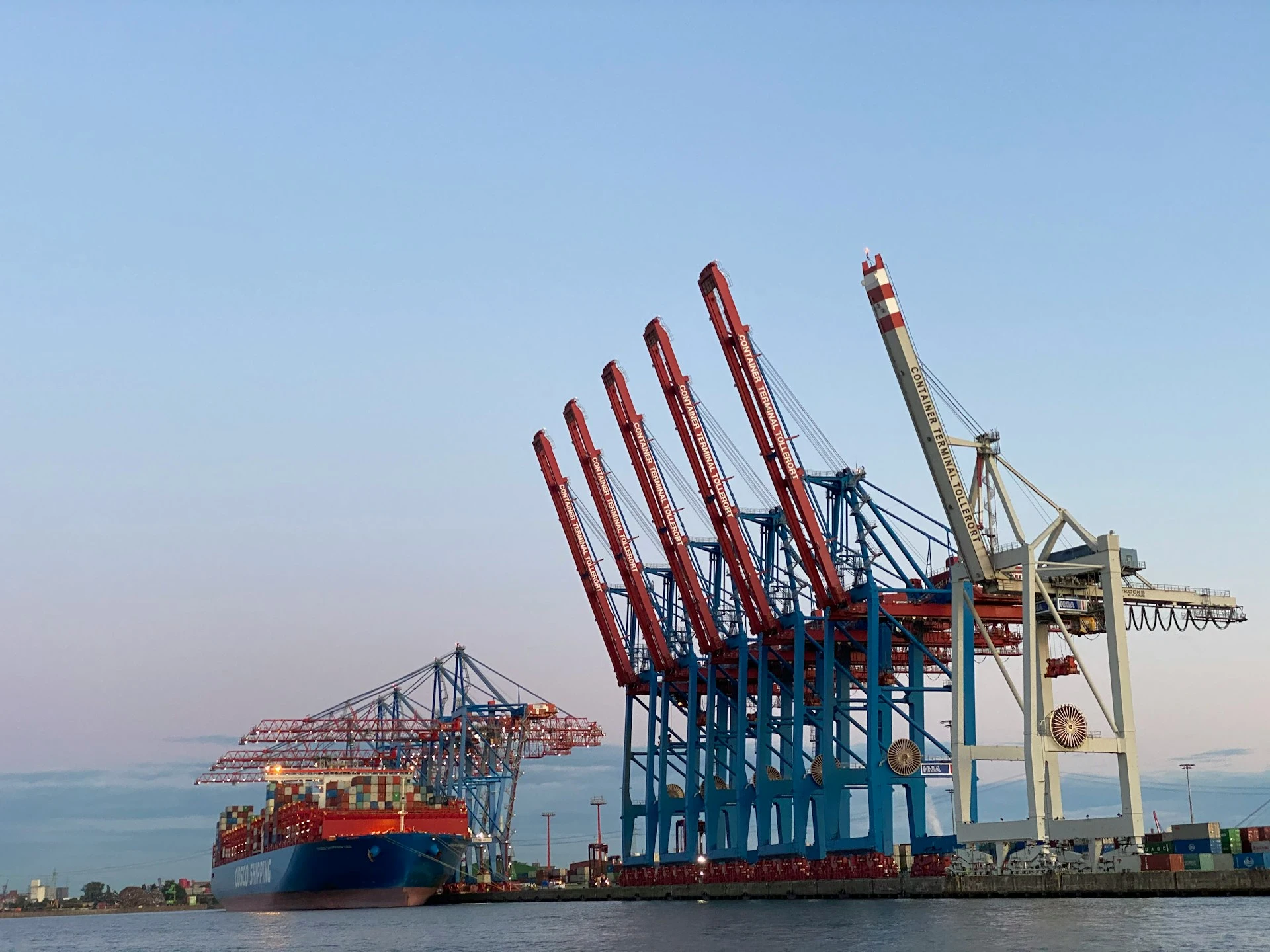 Container ship during sea transport of goods covered by Incoterms